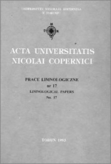 Acta Universitatis Nicolai Copernici. Nauki Matematyczno-Przyrodnicze. Prace Limnologiczne, z. 17 (83), 1993