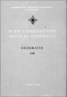 Acta Universitatis Nicolai Copernici. Nauki Matematyczno-Przyrodnicze. Geografia, z. 22 (73), 1991