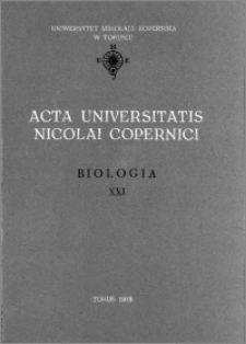 Acta Universitatis Nicolai Copernici. Nauki Matematyczno-Przyrodnicze. Biologia, z. 21 (44), 1978