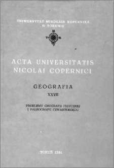 Acta Universitatis Nicolai Copernici. Nauki Matematyczno-Przyrodnicze. Geografia, z. 27 (92), 1994