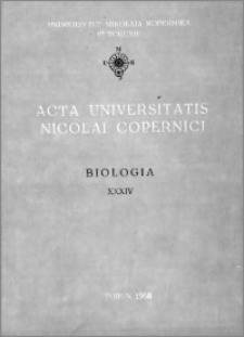 Acta Universitatis Nicolai Copernici. Nauki Matematyczno-Przyrodnicze. Biologia, z. 34 (71), 1988