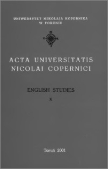 Acta Universitatis Nicolai Copernici. Humanities and Social Sciences. English Studies, z. 10 (345), 2001