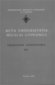 Acta Universitatis Nicolai Copernici. Nauki Humanistyczno-Społeczne. Filologia Germańska, z. 25 (371), 2005