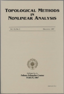 Topological Methods in Nonlinear Analysis, Vol. 10 no 2, (1997)