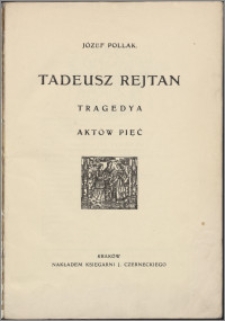 Tadeusz Rejtan : tragedya aktów pięć