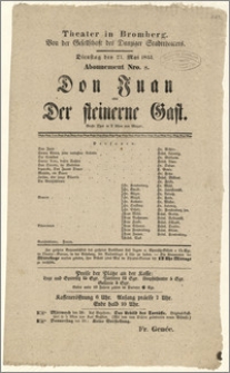 [Afisz:] Don Juan oder Der Steinerne Gast. Große Oper in 2 Akten von Mozart