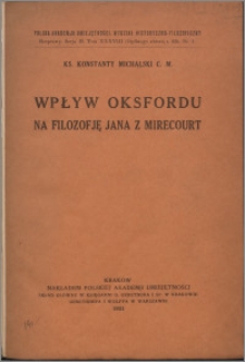 Wpływ Oksfordu na filozofję Jana z Mirecourt