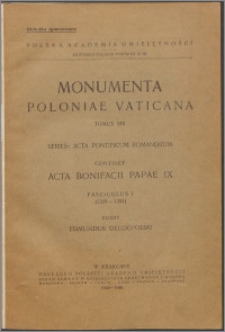 Acta Bonifacii Papae IX Fasc. 1, (1389-1391)