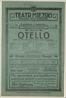 [Afisz:] Otello. Tragedja w 5 aktach (7 obrazach) Williama Szekspira