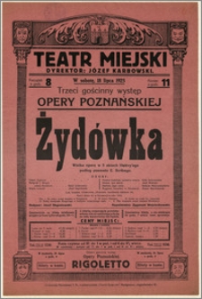 [Afisz:] Żydówka. Wielka opera w 5 aktach Halévy'ego podług poematu E. Scribego