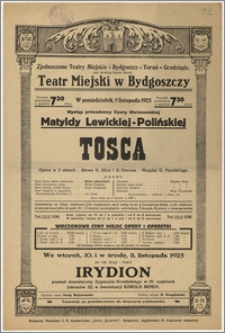 [Afisz:] Tosca. Opera w 3 aktach