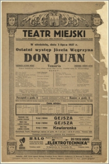 [Afisz:] Don Juan Tenorio. Dramat fantastyczny w 7-miu aktach napisał José Zorrilla