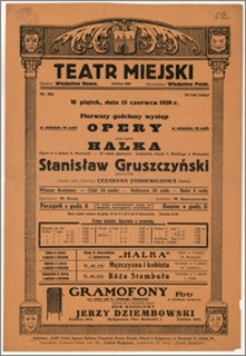 [Afisz:] Halka. Opera w 4 aktach Stanisława Moniuszki