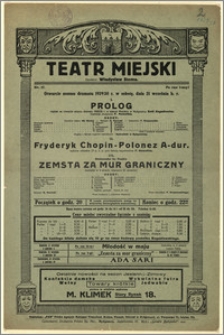 [Afisz:] Prolog. Napisał na otwarcie sezonu dramatu 1929/30 w teatrze Miejskim w Bydgoszczy Emil Zegadłowicz