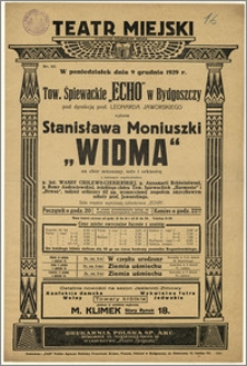 [Afisz:] "Widma" Stanisława Moniuszki. Na chór mieszany, sola i orkiestrę