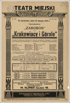 [Afisz:] Zabobon czyli Krakowiacy i Górale. Zabawka dramatyczna ze śpiewkami i tańcami, z prologiem i epilogiem w 3 aktach Jana Nepomucena Kamińskiego