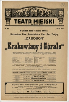 [Afisz:] Zabobon czyli Krakowiacy i Górale. Zabawka dramatyczna ze śpiewkami i tańcami, z prologiem i epilogiem w 3 aktach Jana Nepomucena Kamińskiego