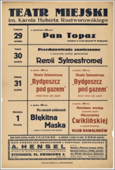 [Afisz:] Repertuar tygodniowy. 29 grudnia 1938 r. - 1 stycznia 1939 r.