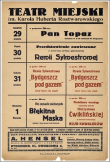 [Afisz:] Repertuar tygodniowy. 29 grudnia 1938 r. - 1 stycznia 1939 r.