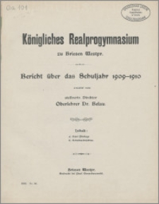 Bericht über das Schuljahr 1909-1910