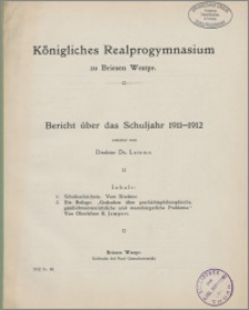 Bericht über das Schuljahr 1911-1912