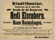 [Afisz:] Haus Rosenhagen. Drama in 4 Akten Max Halbe