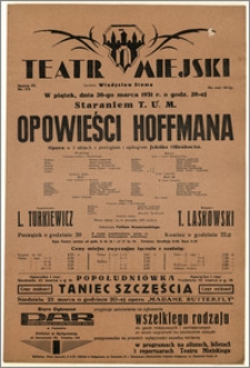 [Afisz:] Opowieści Hoffmana. Opera w 3 aktach