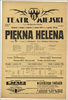 [Afisz:] Piękna Helena. Opera buffo - kompoz. J. Offenbacha