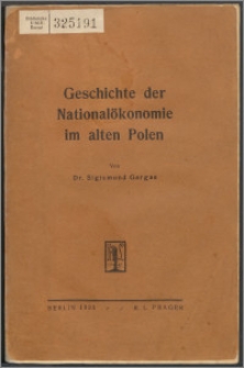 Geschichte der Nationalökonomie im alten Polen