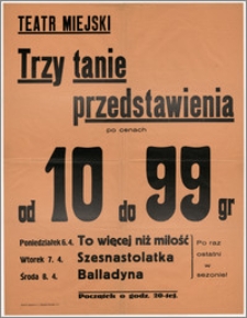 [Afisz:] Trzy tanie przedstawienia