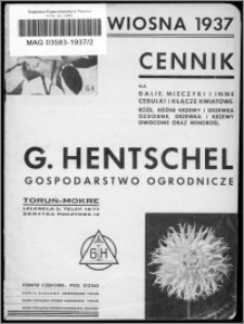 Cennik na Dalie, Mieczyki i Inne Cebulki i Kłącze Kwiatowe : wiosna 1937