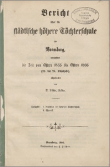 Bericht über die Städtische höhere Töchterschule zu Bromberg