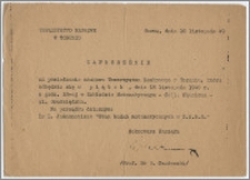 Zaproszenie na posiedzenie naukowe Towarzystwa Naukowego w Toruniu ... 18 listopada 1949 r.