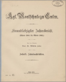 Einundsiebzigster Jahresbericht. (Ostern 1903 bis Ostern 1904.)