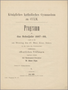 Programm für das Schuljahr 1887-88, [...]