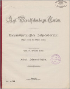 Vierundsiebzigster Jahresbericht. (Ostern 1907 bis Ostern 1908).