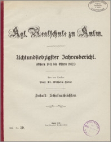Achtundsiebzigster Jahresbericht. (Ostern 1911 bis Ostern 1912.)