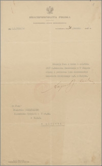 Nominacja na stanowisko Kierownika Konsulatu Generalnego w Paryżu, Warszawa, 30 grudnia 1926 r.