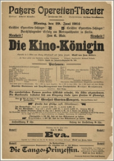 [Afisz:] Die Kino Königin. Operette in 3 Akten von Georg Okonkowski und Julius Freund