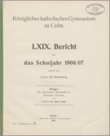 LXIX. Bericht über das Schuljahr 1906/07 [...]