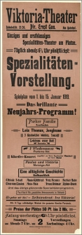 [Afisz:] Spielplan vom 1. bis 15. Januar 1919