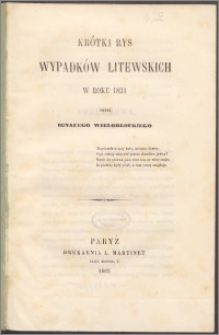 Krótki rys wypadków litewskich w roku 1831