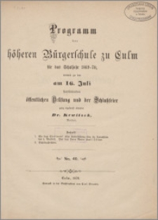 Programm der höheren Bürgerschule zu Culm für das Schuljahr 1869-70
