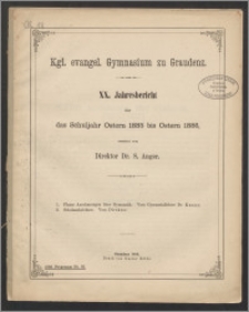 XX. Jahresbericht über das Schuljahr Ostern 1885 bis Ostern 1886 [...]