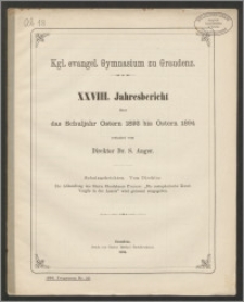 XXVIII. Jahresbericht über das Schuljahr Ostern 1893 bis Ostern 1894 [...]