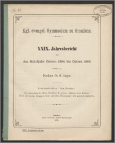 XXIX. Jahresbericht über das Schuljahr Ostern 1894 bis Ostern 1895 [...]
