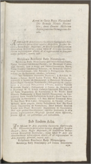 Actum in Curia Regia Varsaviensi Die Secunda Mensis Novembris, Anno Domini Millesimo Septingentesimo Octuagesimo Sexto [...] : [Inc.:] Uchylenie Rezolucyi Rady Nieustaiącey