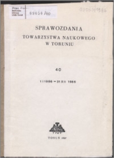 Sprawozdania Towarzystwa Naukowego w Toruniu 1986, nr 40