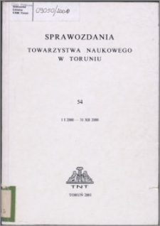 Sprawozdania Towarzystwa Naukowego w Toruniu 2000, nr 54