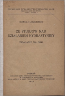 Ze studjów nad działaniem hydrastyniny : działanie na oko